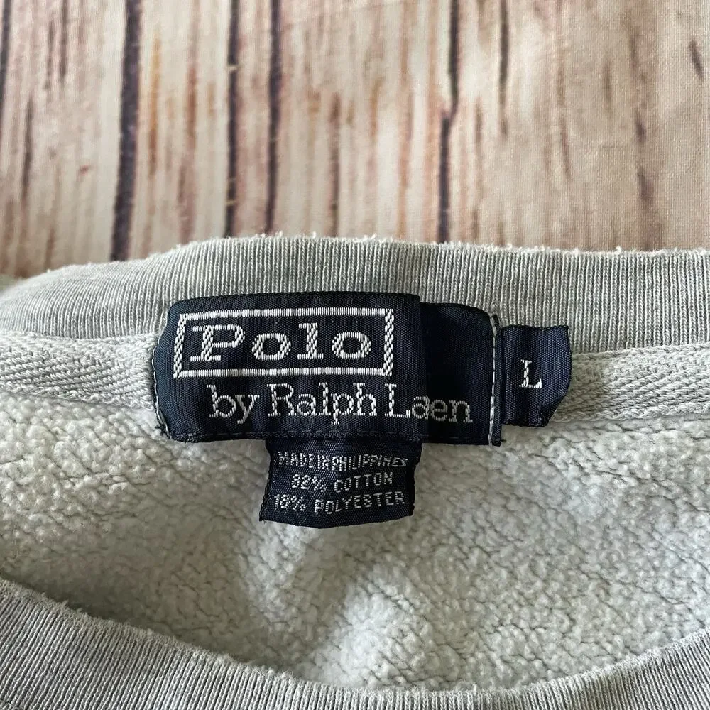 Vintage Polo Ralph Lauren Grey Sweatshirt Men’s Size Large Casual Y2K 90s**